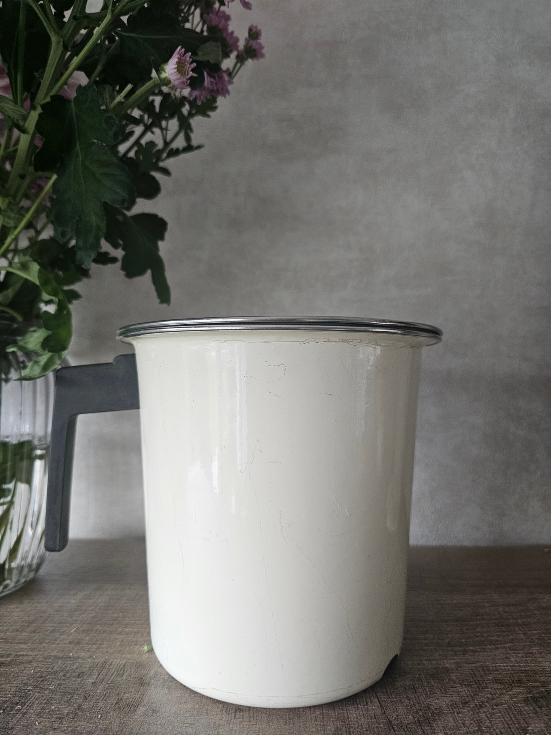 Emaille melk koker met deksel
