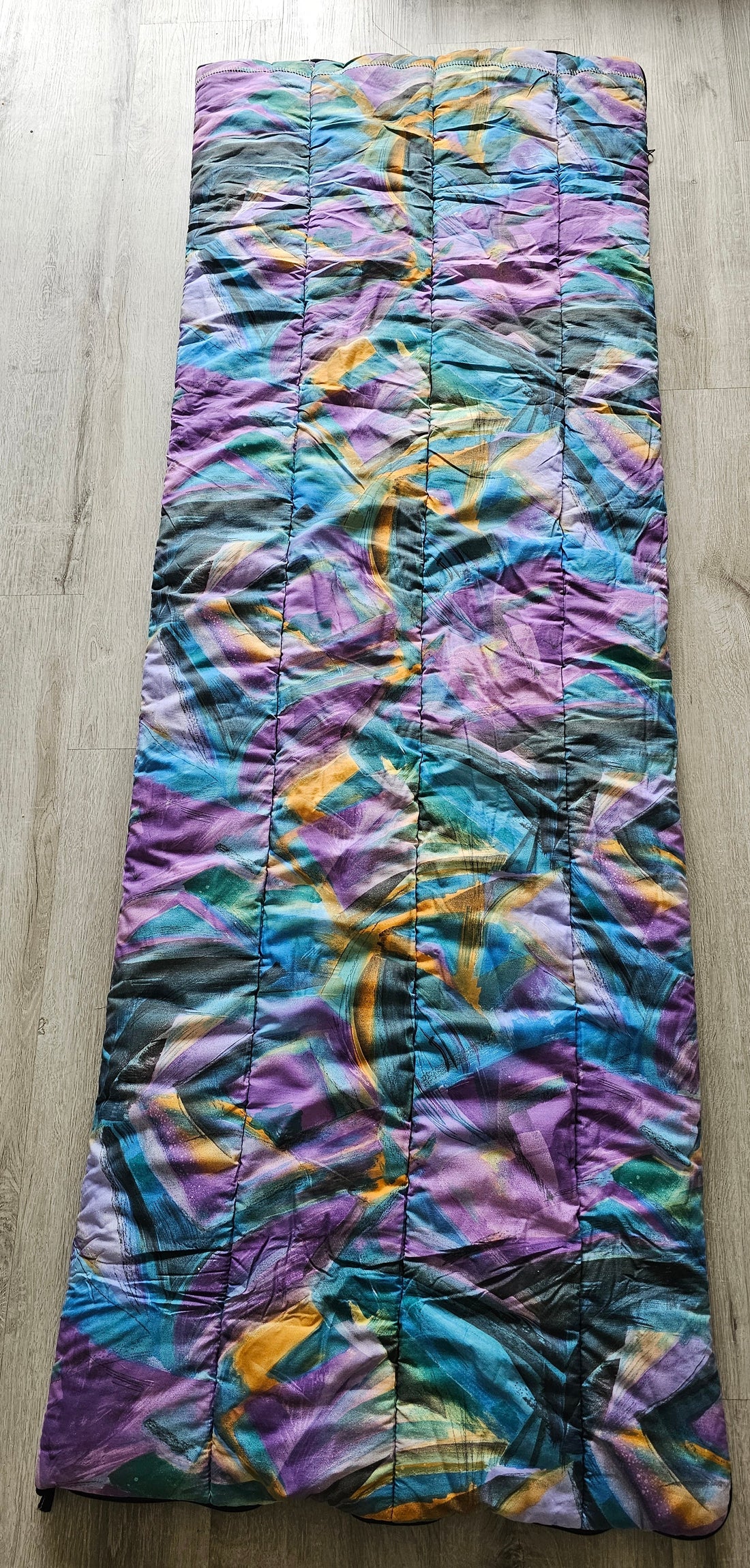 Vintage jaren 80 slaapzak paars groen