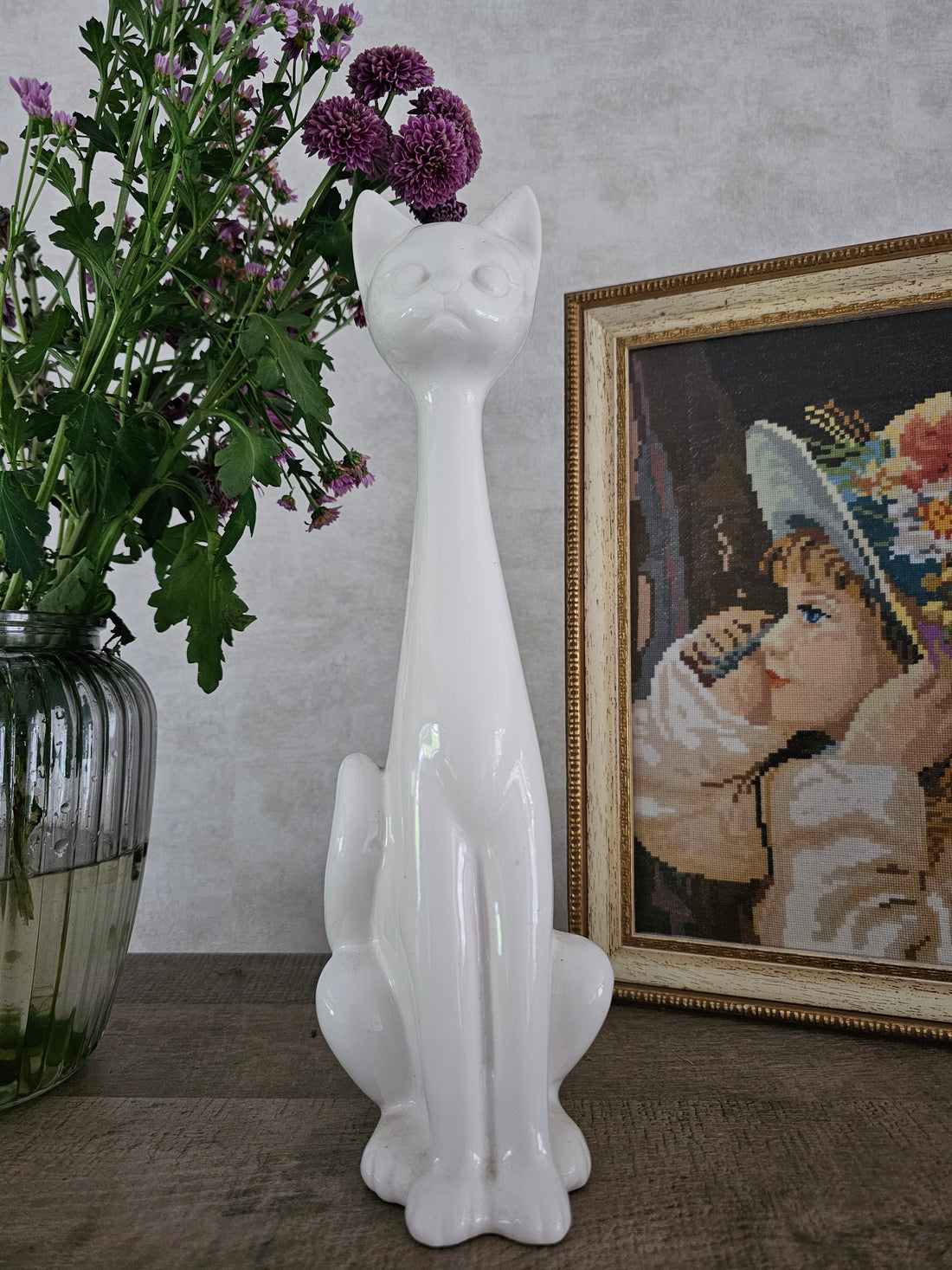 Vintage beeld witte langnek kat