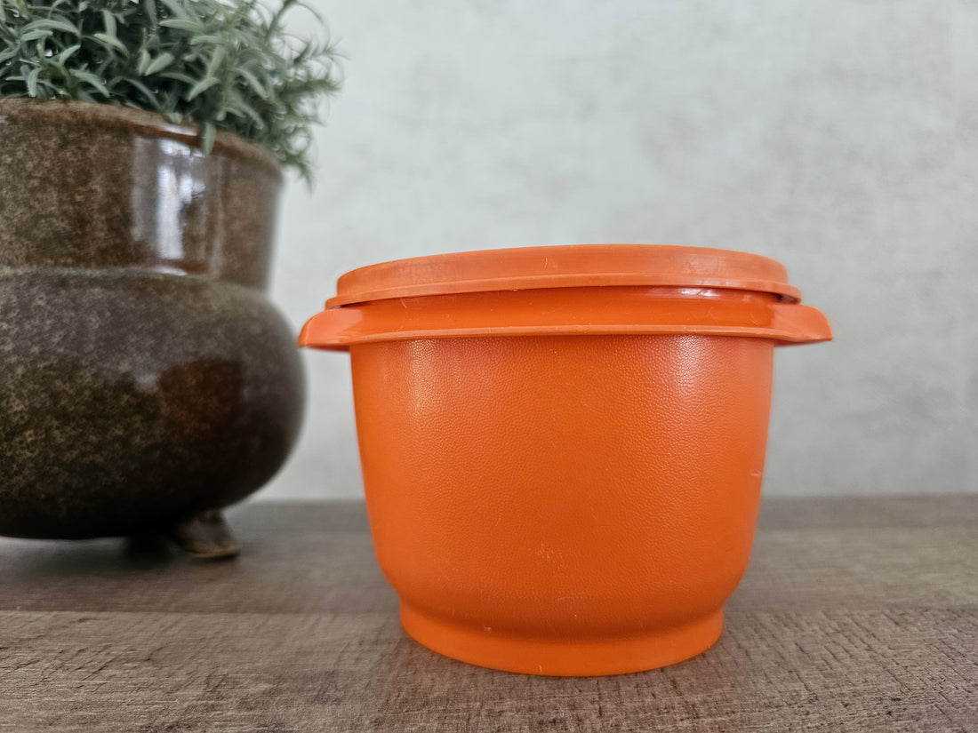 Tupperware oranje trommel met zonnedeksel