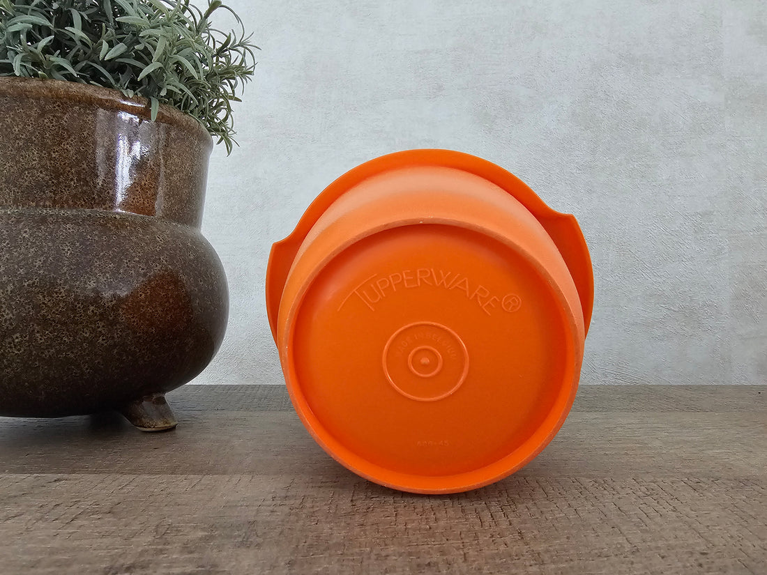 Tupperware oranje trommel met zonnedeksel