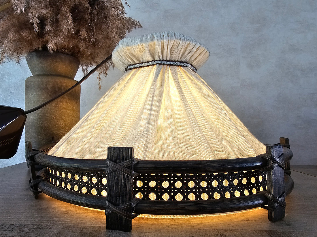 Vintage hanglamp manou rotan stof