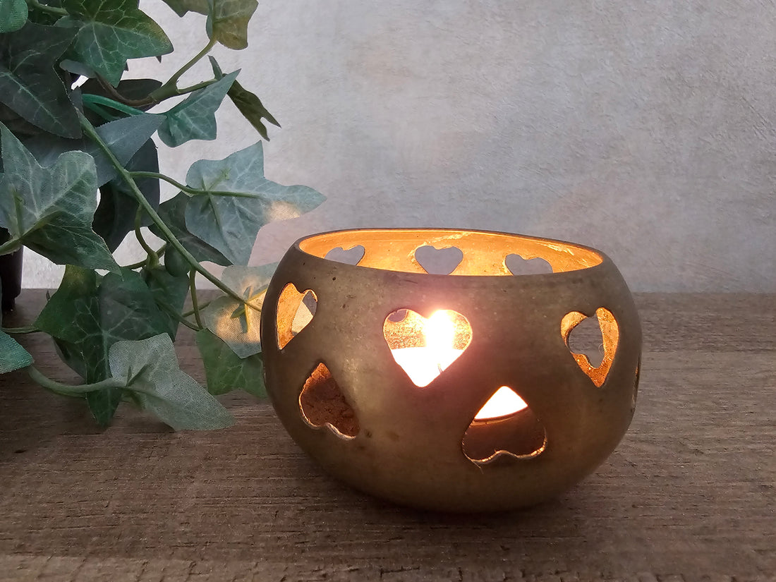 Messing waxinelichthouder "hartjes"