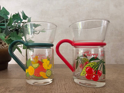 Theeglas jaren 80 helder fruit motief