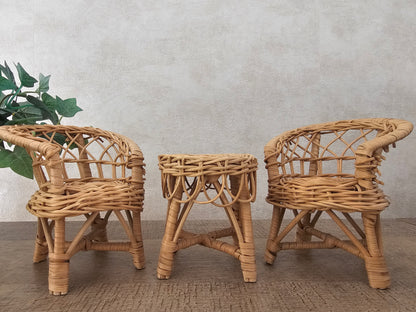 Barbie Fleur rotan set stoelen + tafel