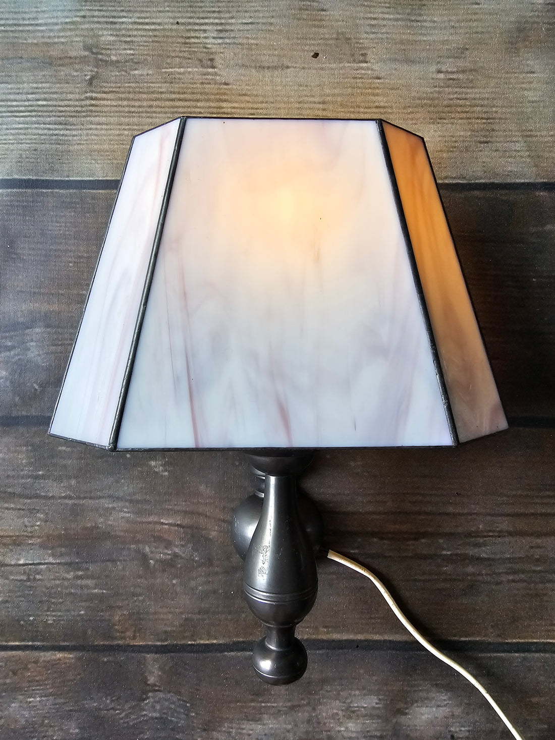 Vintage glas in lood wandlamp