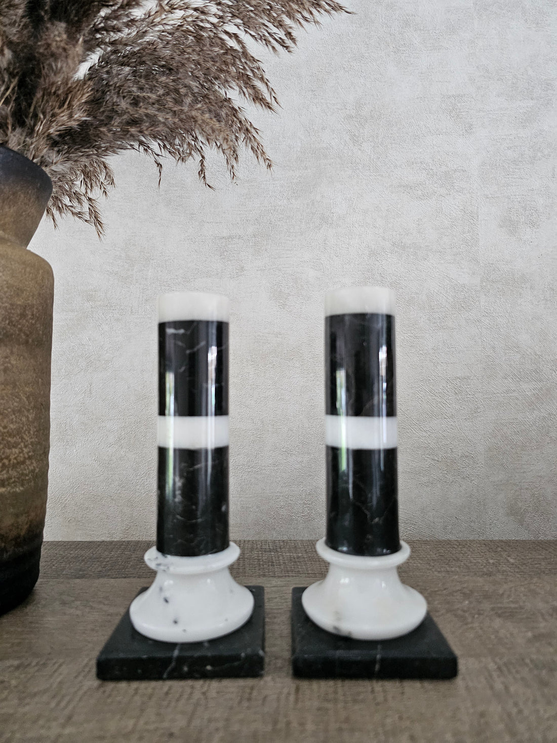 Marmeren kandelaar zwart wit