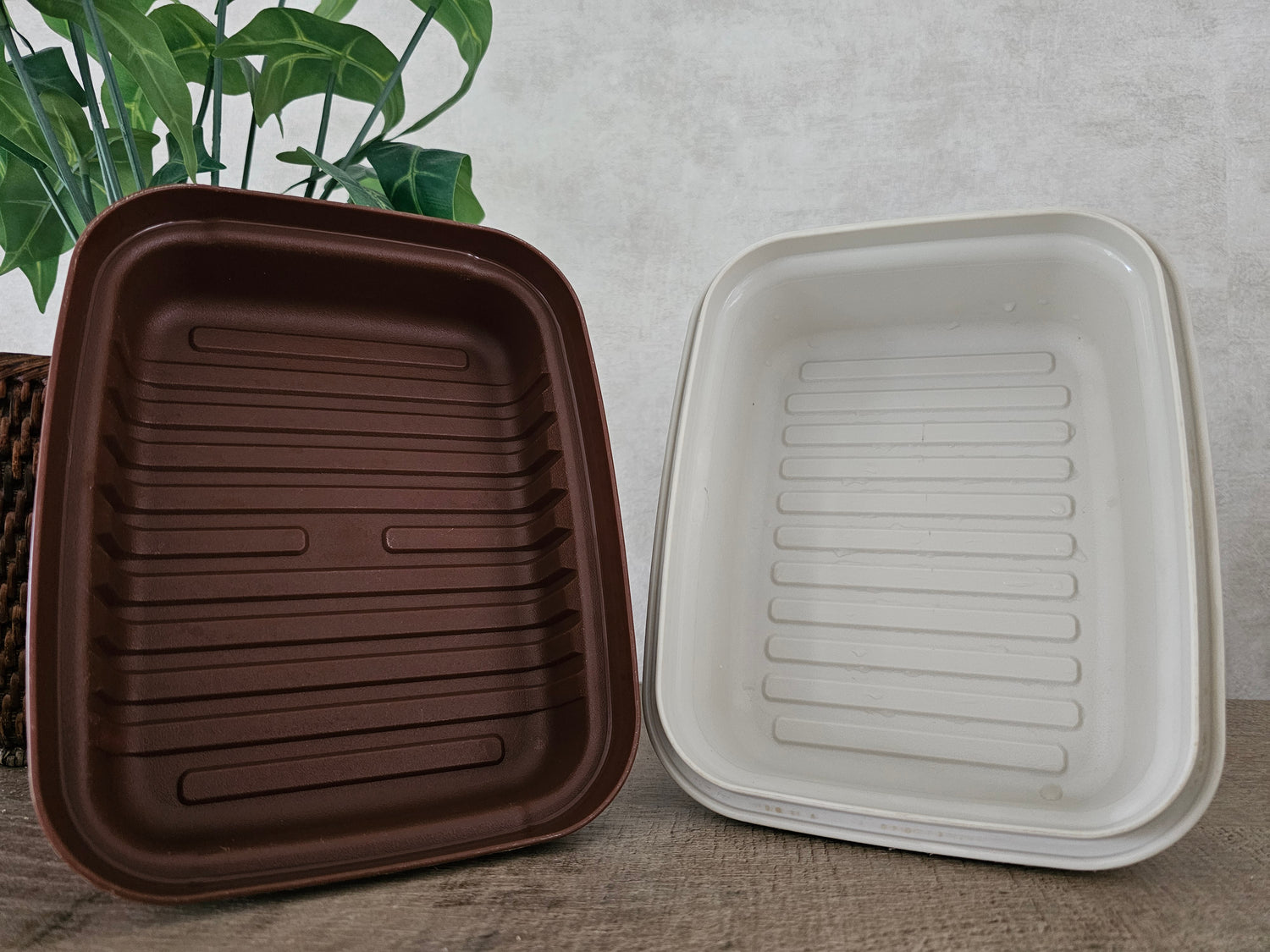 Tupperware kornuit kaasdoos bruin