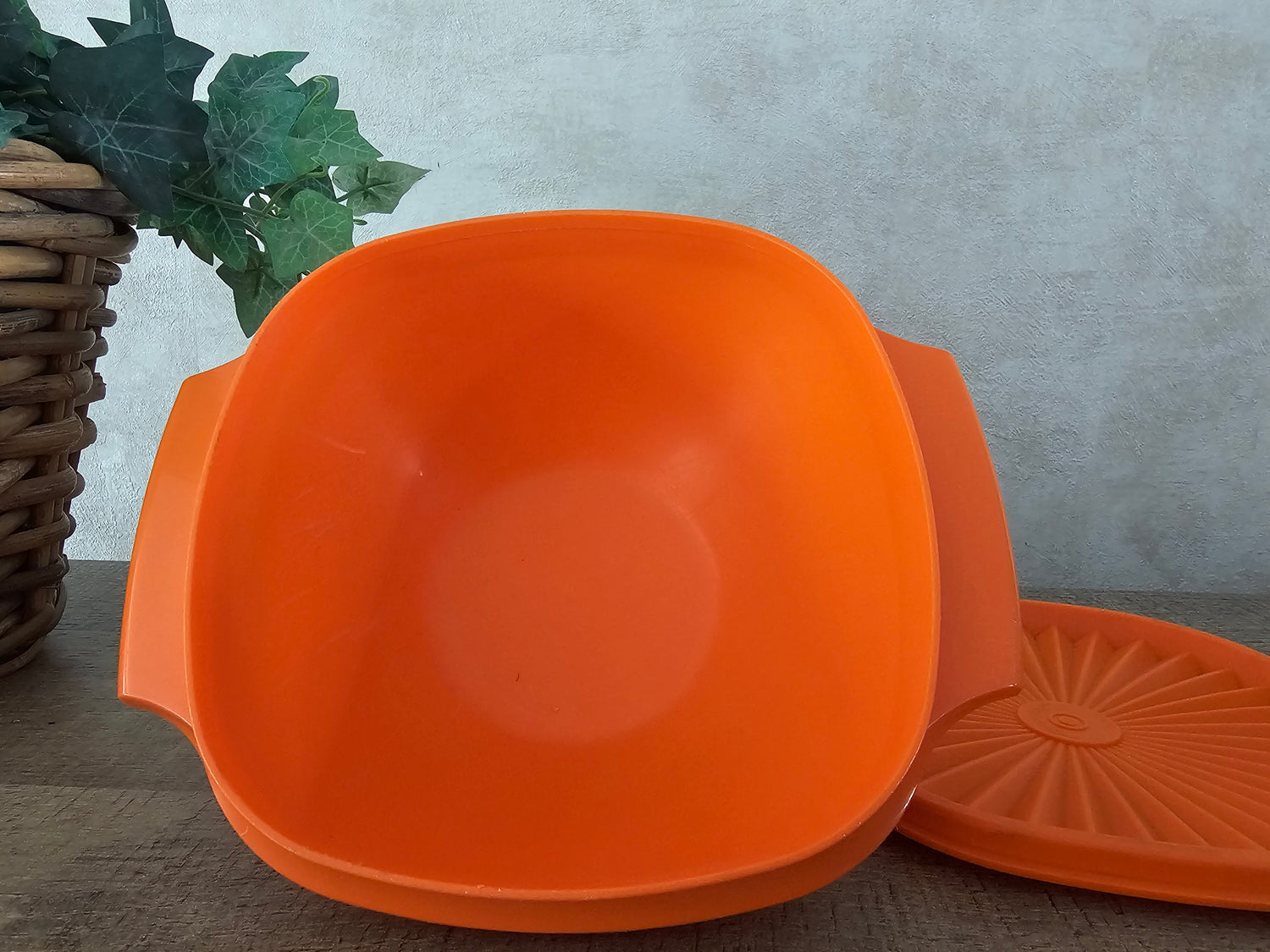 Tupperware oranje trommel zonnedeksel