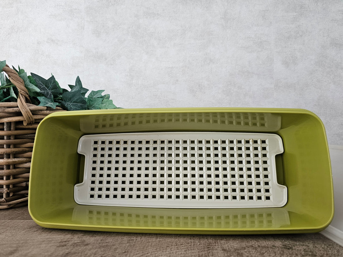 Tupperware groene trommel met versrooster