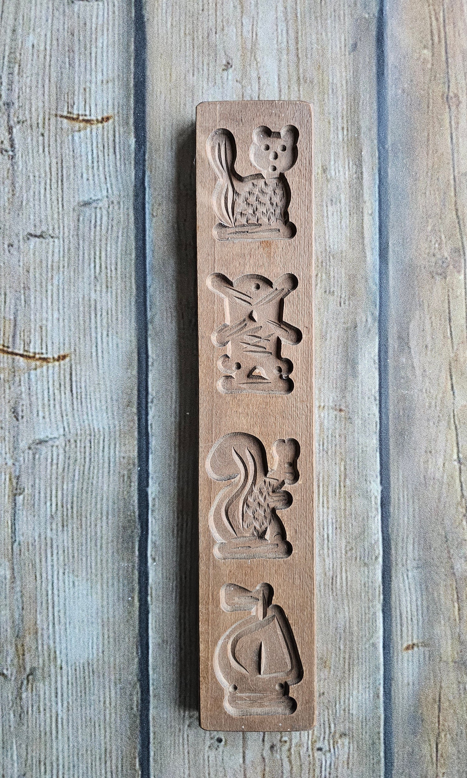 Speculaasplank 39,5 x 7,5 cm - Dieren Molen en Bootje