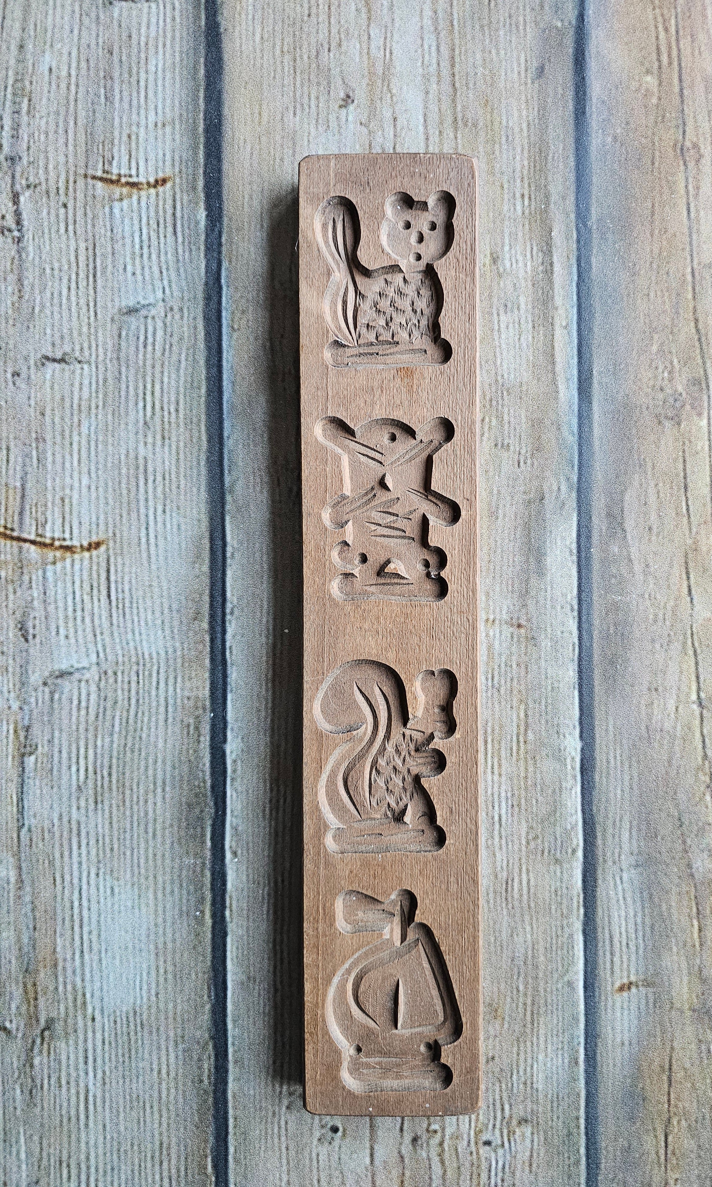 Speculaasplank 39,5 x 7,5 cm - Dieren Molen en Bootje