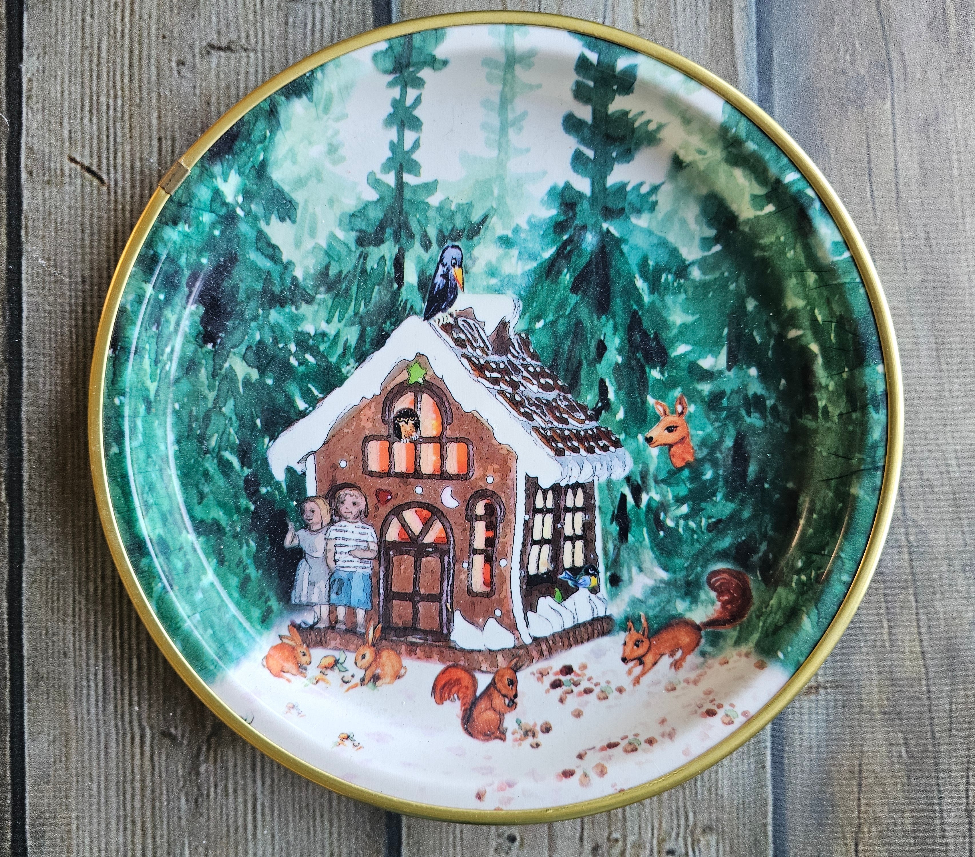 Kerst dienblad huisje in het bos