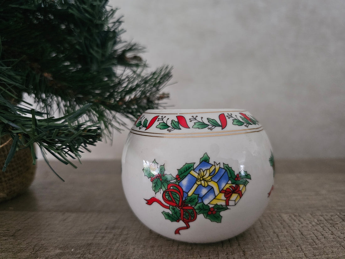 Kerst waxinelichthouder "cadeau"