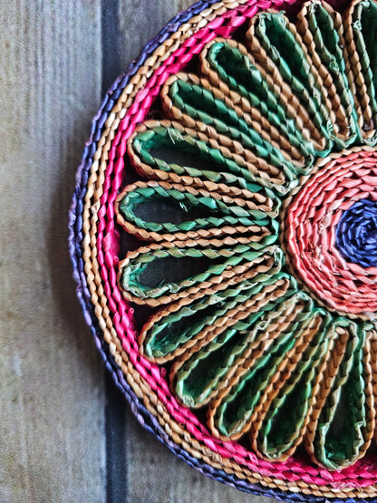 Ronde raffia pannenonderzetter