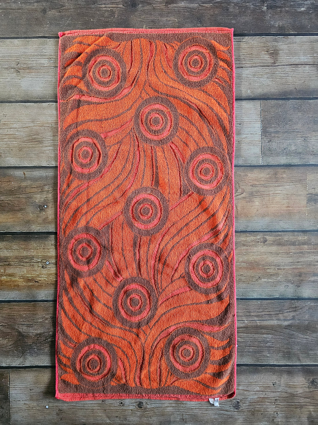 Vintage Hema handdoek oranje bruin