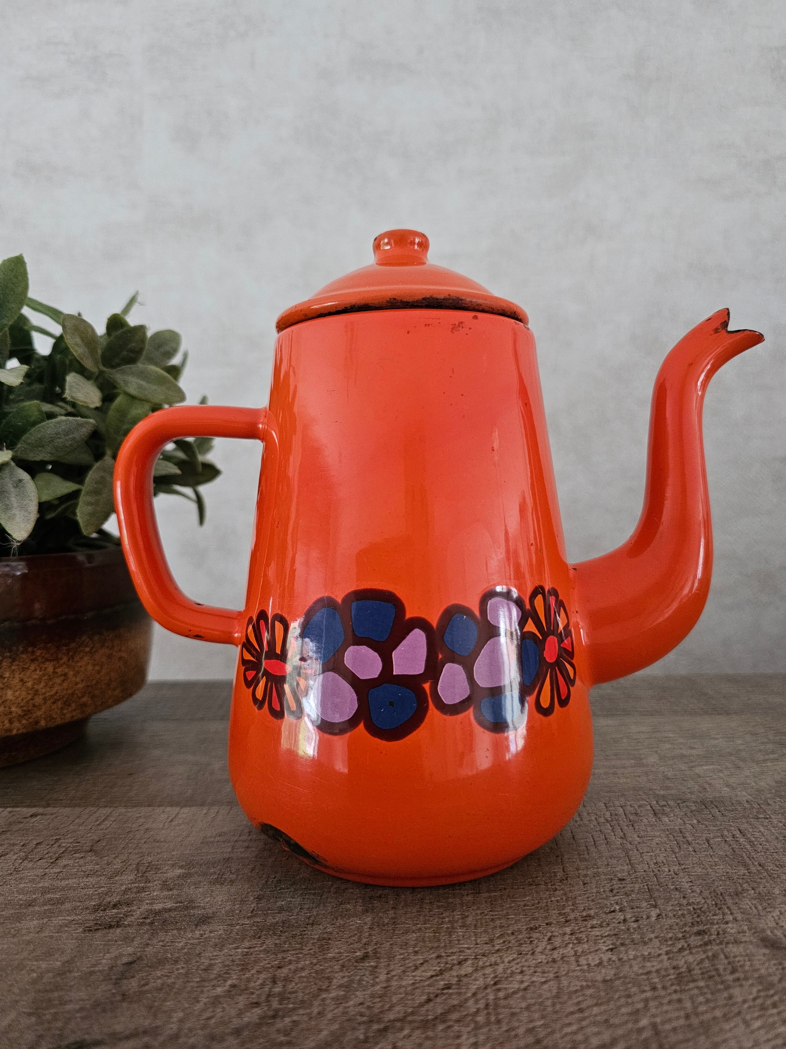 Vintage Brabantia koffiepot met bloemenpatroon Diane