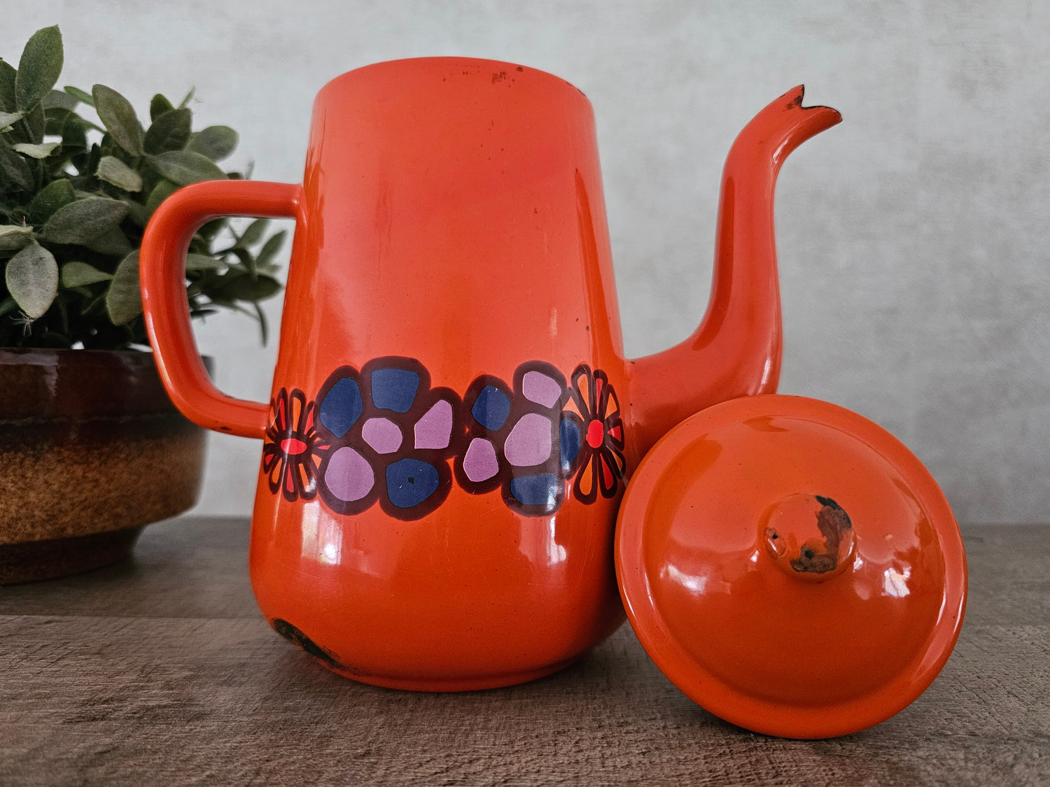 Vintage Brabantia koffiepot met bloemenpatroon Diane