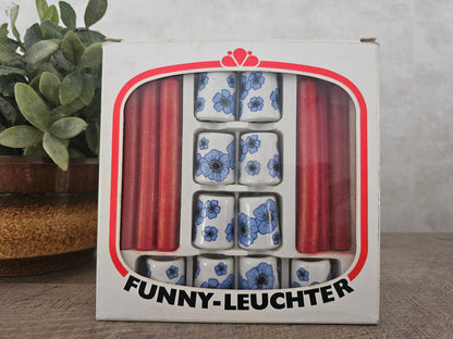 Funny Leuchter Mini kandelaar blauwe bloemen