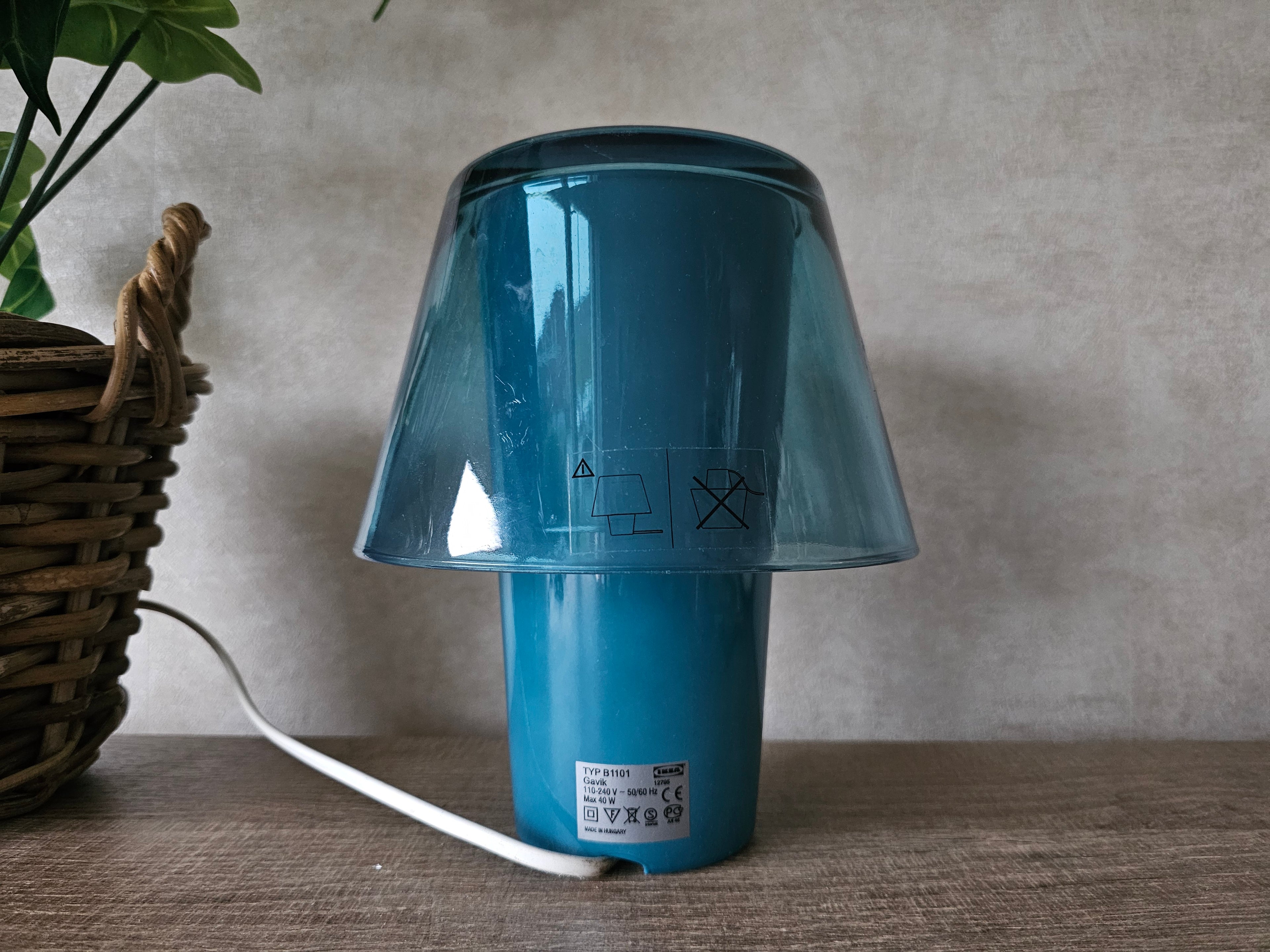 Ikea Gavik glazen blauwe lamp