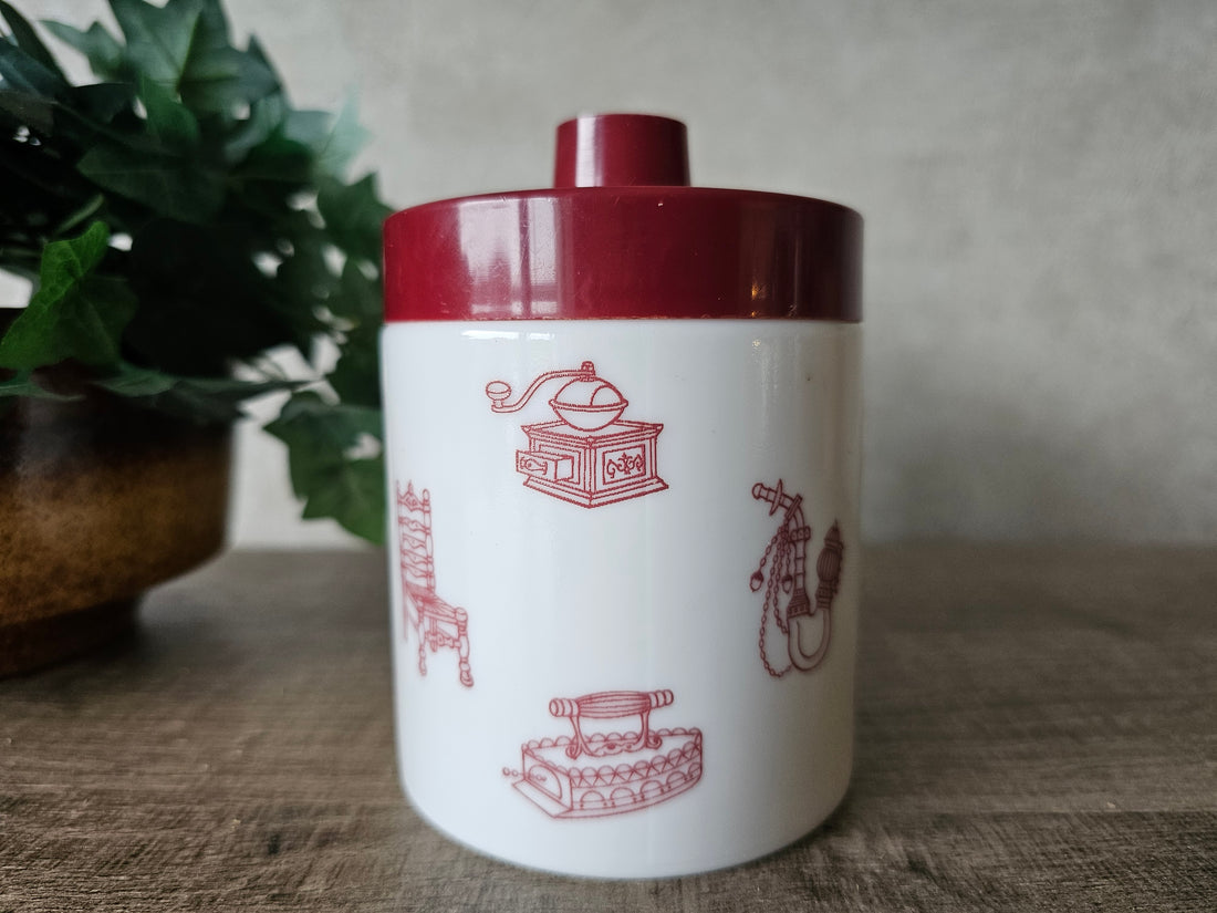 Opaline vintage voorraad pot bordeauxrood