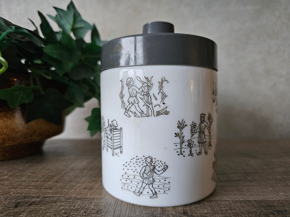 Opaline vintage voorraad pot grijs