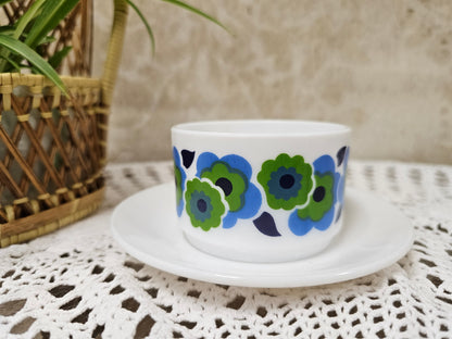 Arcopal France Lotus kop en schotel blauw groen