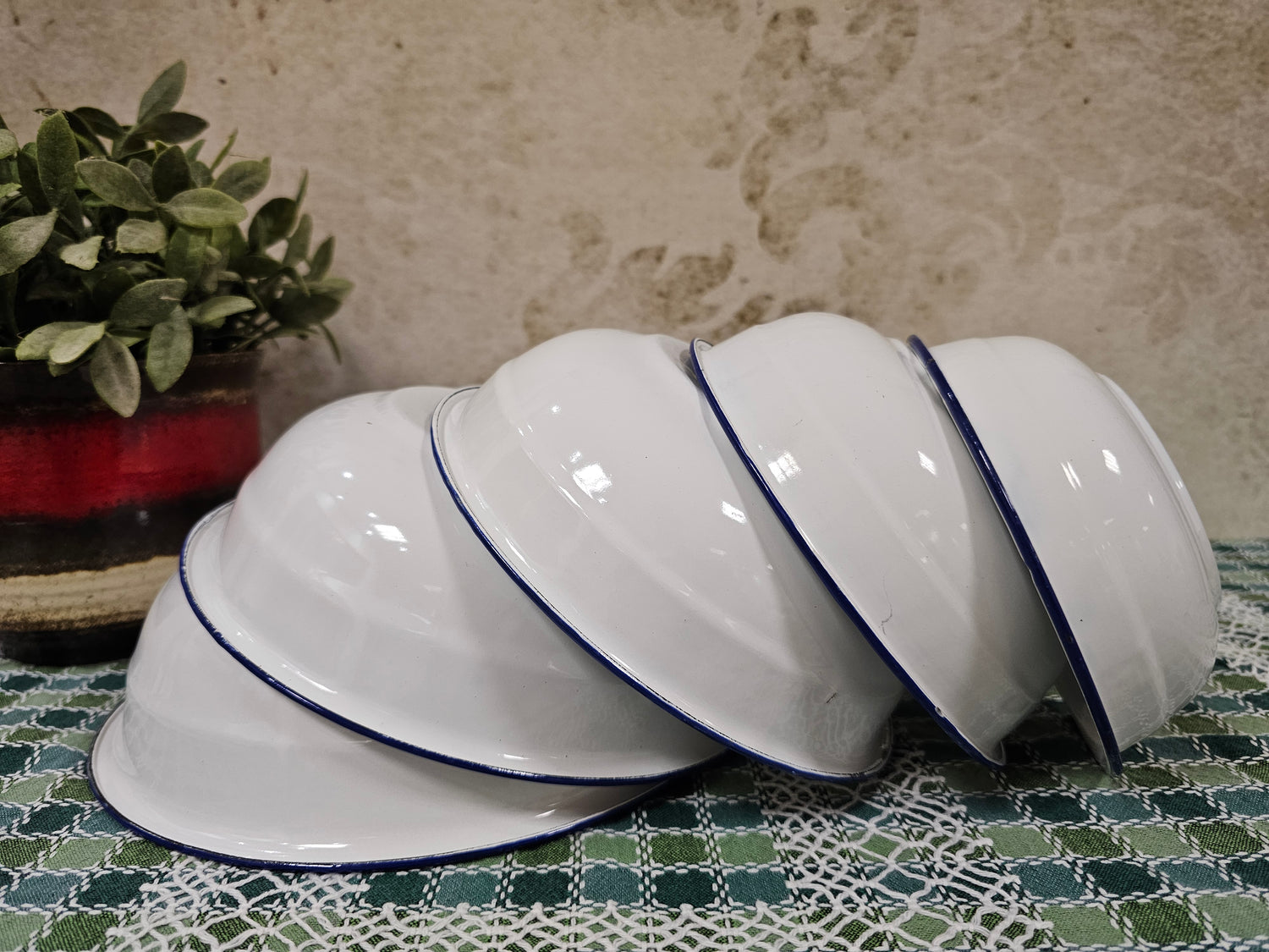 Emaille nestschalen set wit