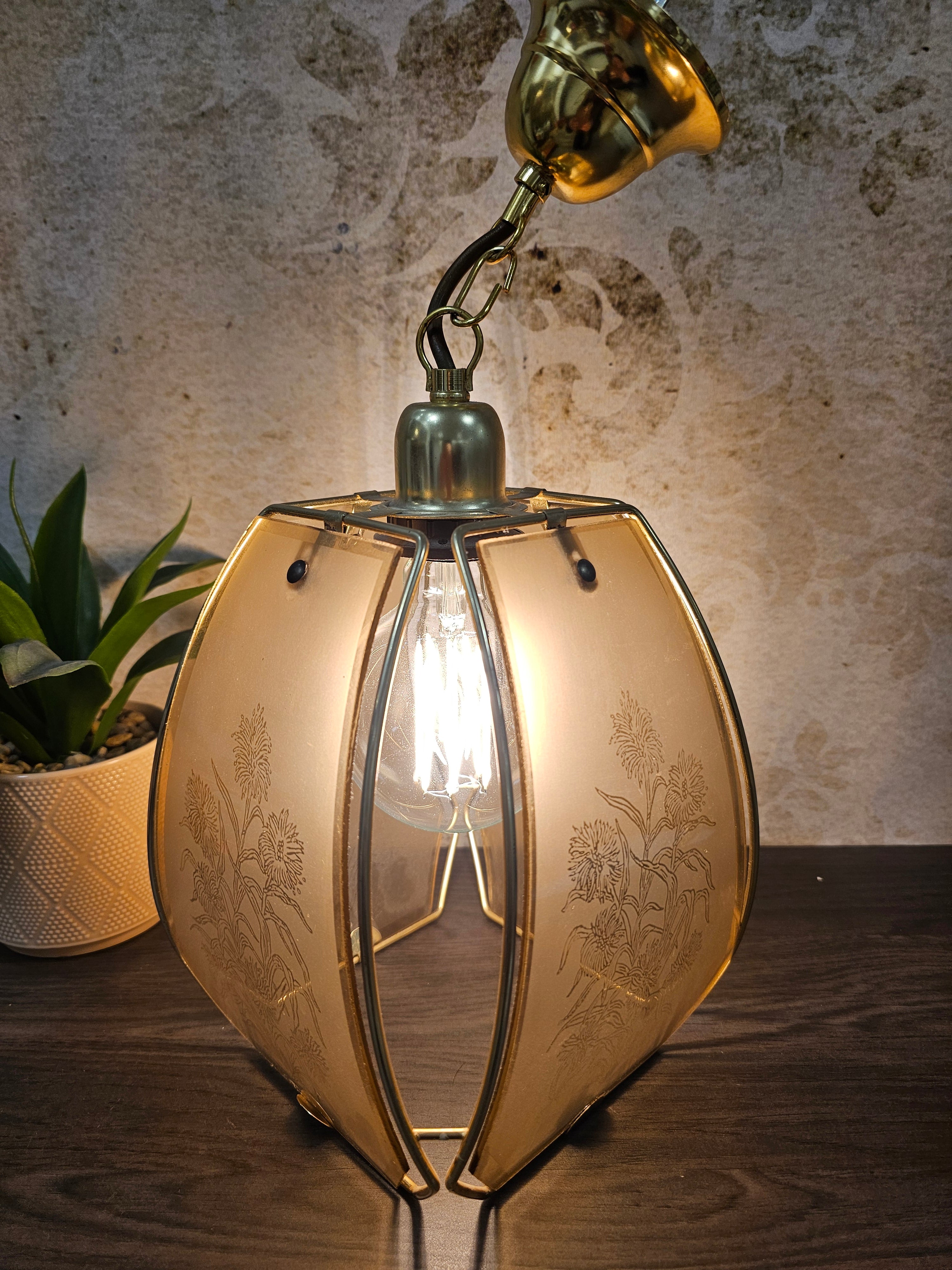 Hollywood Regency rookglas hanglamp