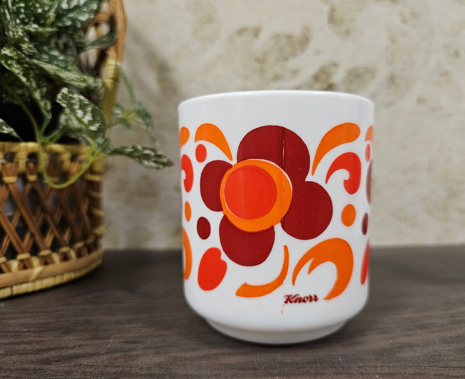 Arcopal beker oranje rode bloemen Knorr