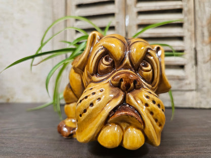 Bloempot bulldog hond bruin