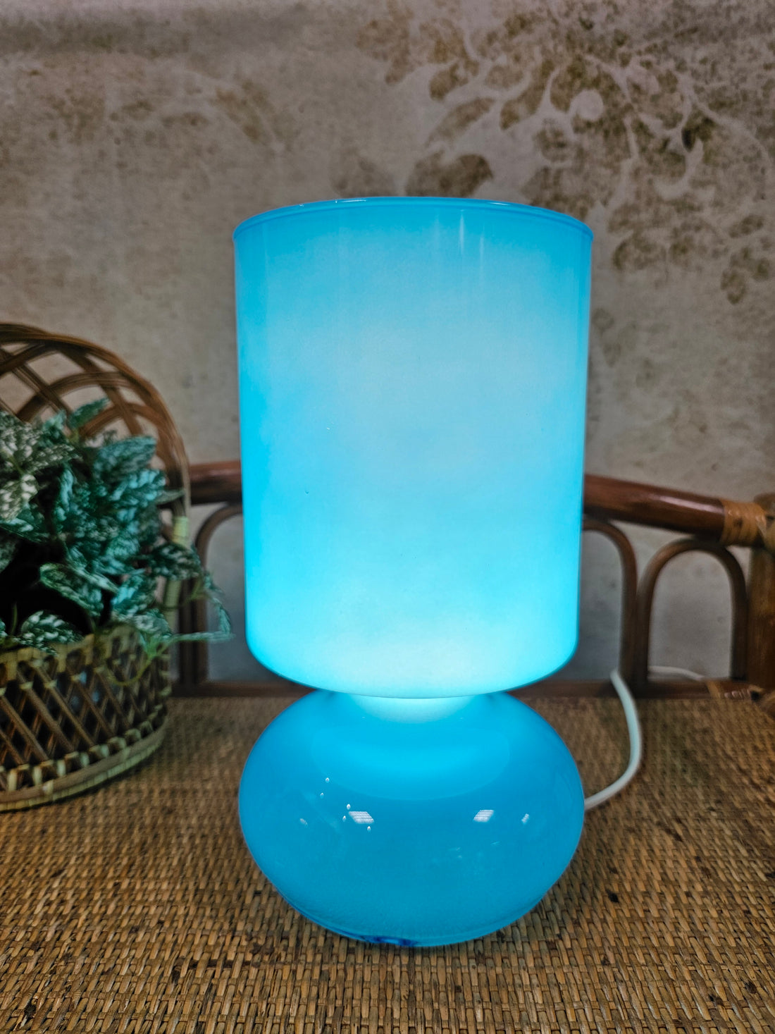 Ikea Lykta blauwe glazen lamp mushroomlamp