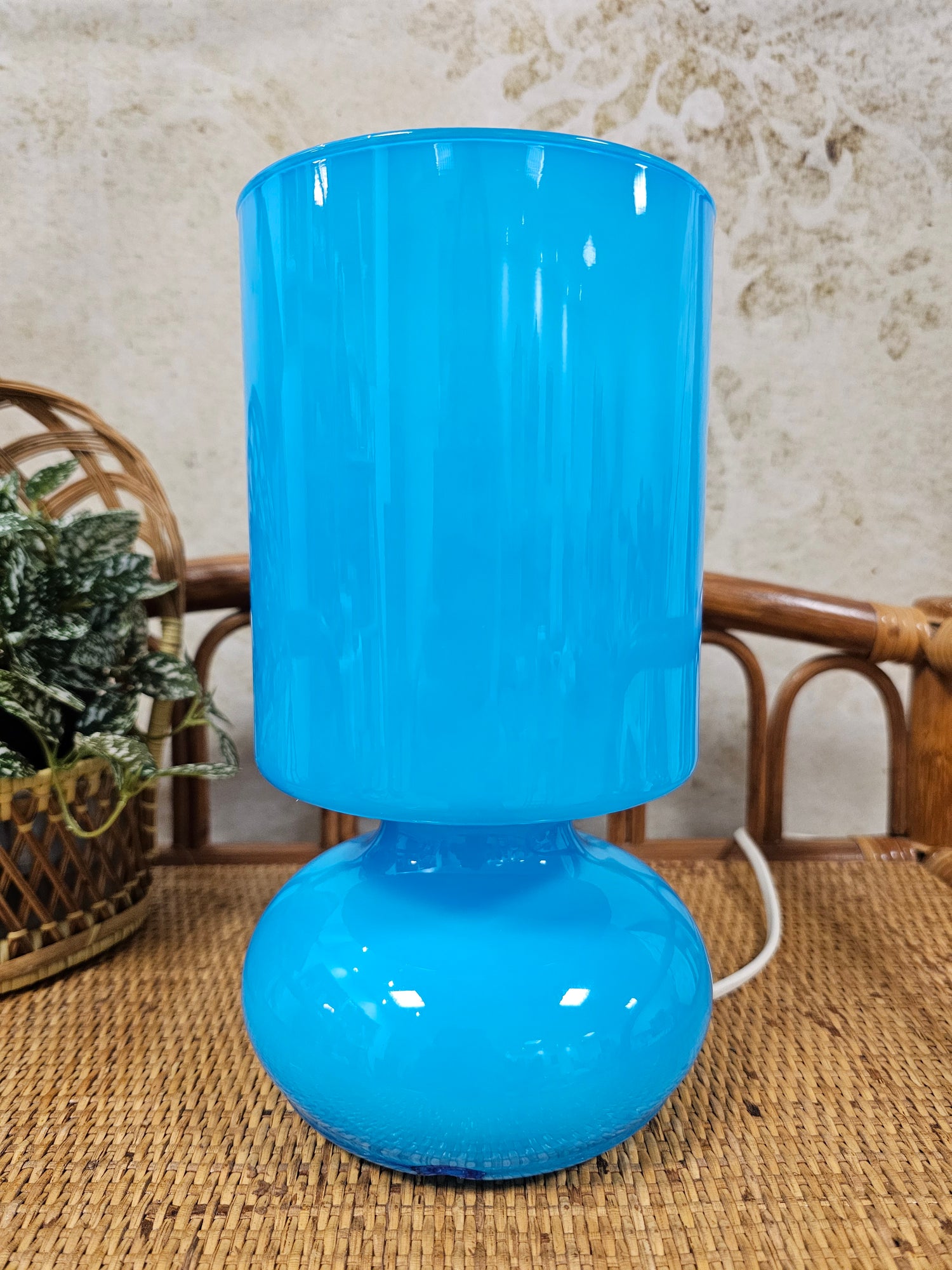 Ikea Lykta blauwe glazen lamp mushroomlamp