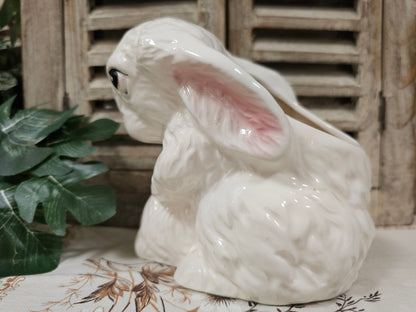 Vintage bloempot konijn met baby konijntje