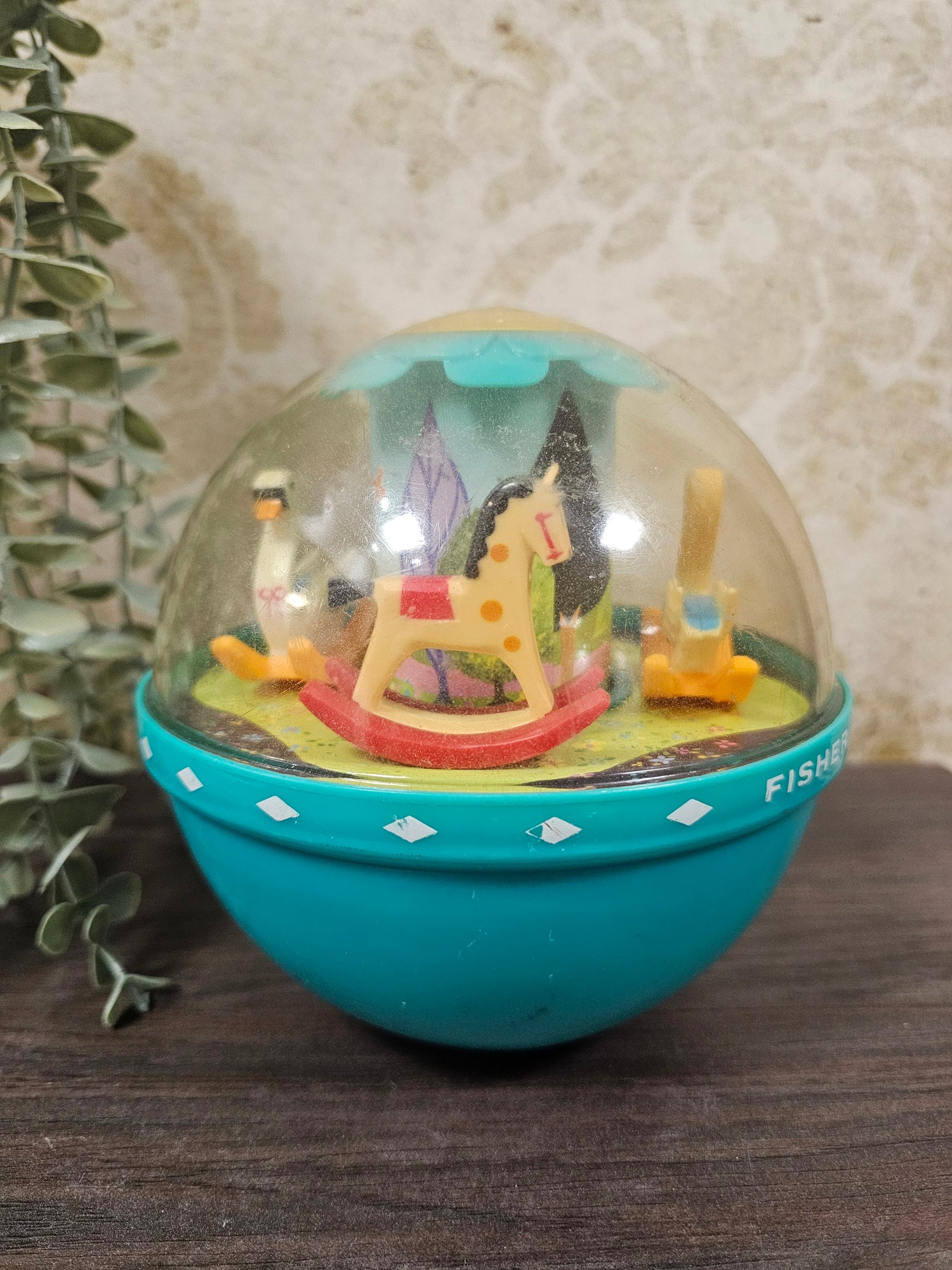 Vintage speelgoed Fisher price roly poly chime bal uit 1972