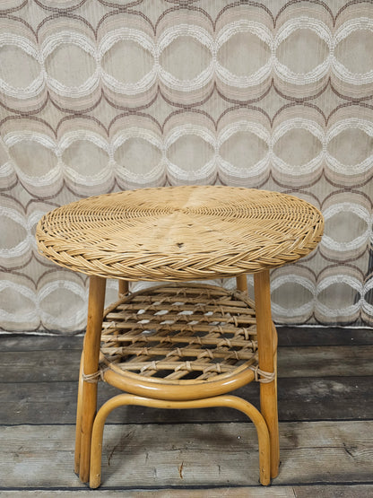 Vintage rotan ronde tafel 56 cm