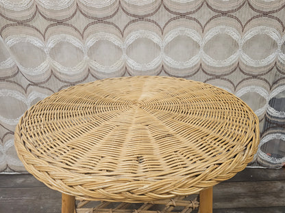 Vintage rotan ronde tafel 56 cm