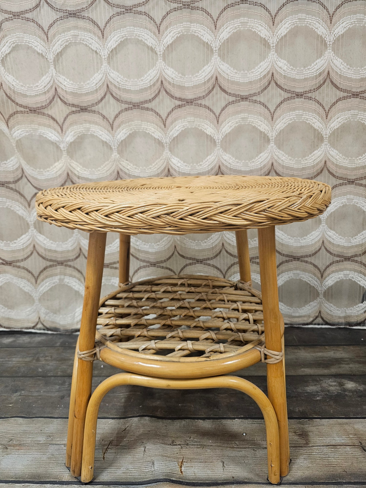 Vintage rotan ronde tafel 56 cm