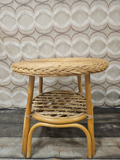 Vintage rotan ronde tafel 56 cm