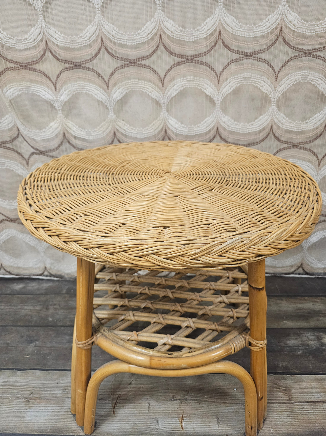 Vintage rotan ronde tafel 56 cm