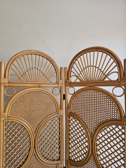 Vintage rotan kamerscherm – 3-delig, 180 cm hoog