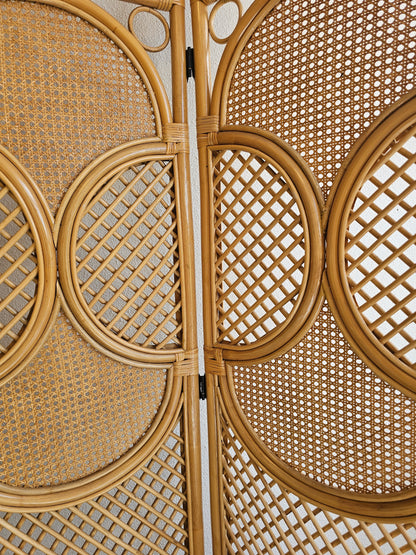 Vintage rotan kamerscherm – 3-delig, 180 cm hoog