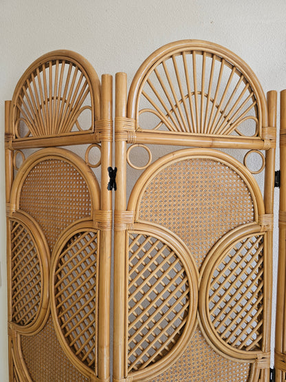 Vintage rotan kamerscherm – 3-delig, 180 cm hoog