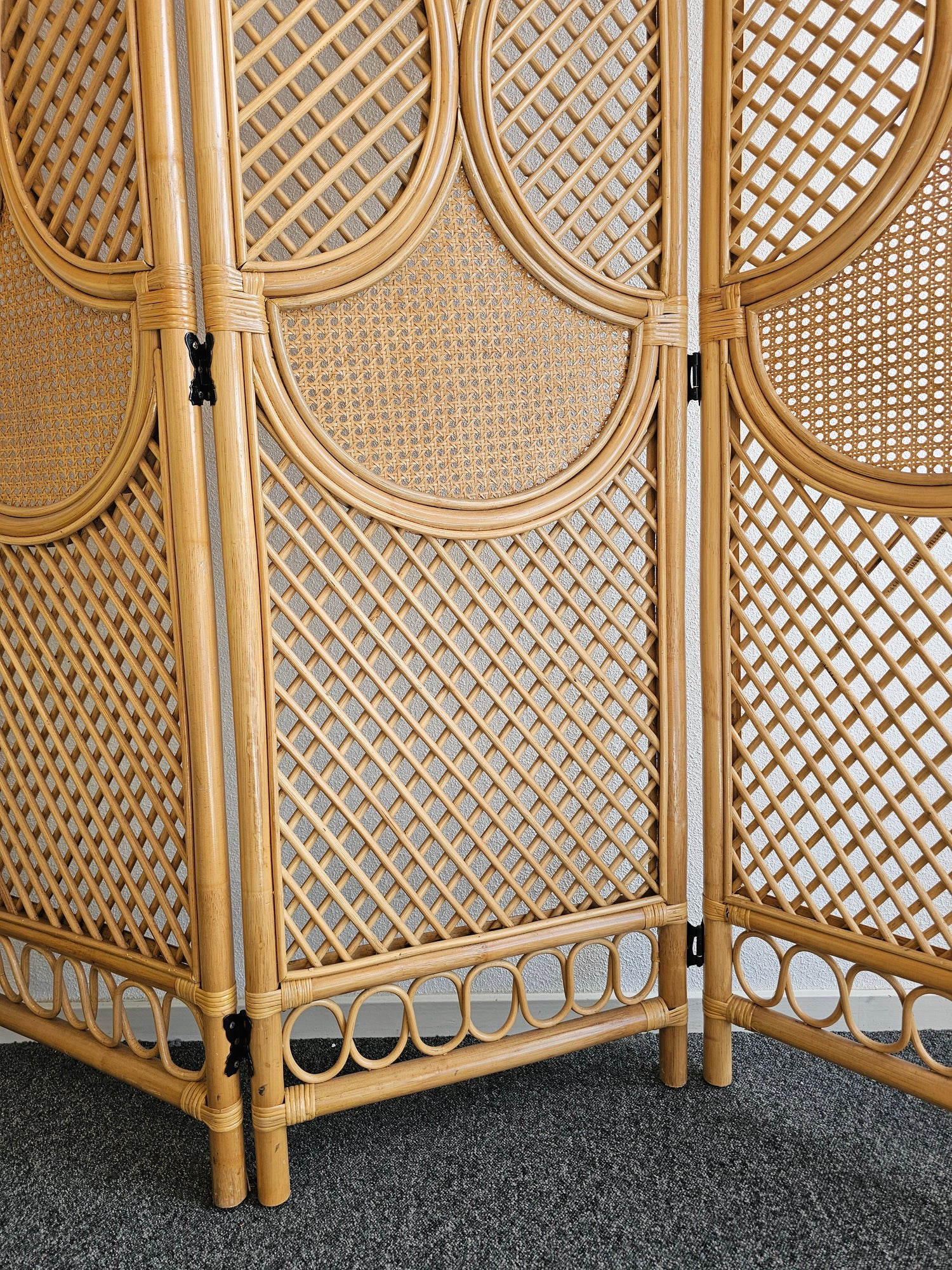 Vintage rotan kamerscherm – 3-delig, 180 cm hoog