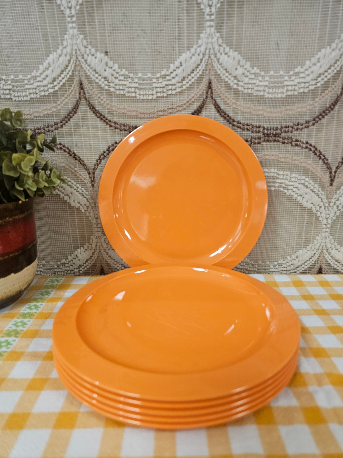 Tupperware oranje borden - set 6 stuks