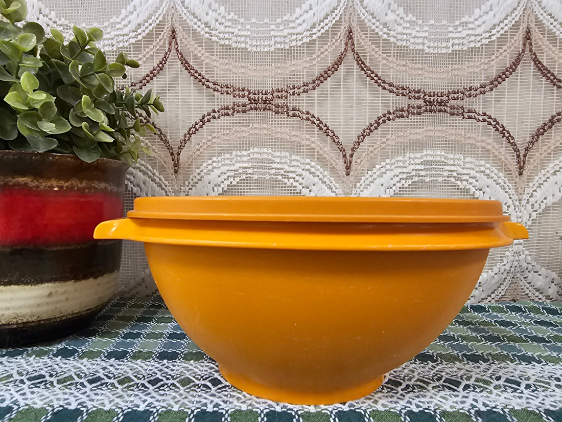 Tupperware oranje trommel met sterdeksel