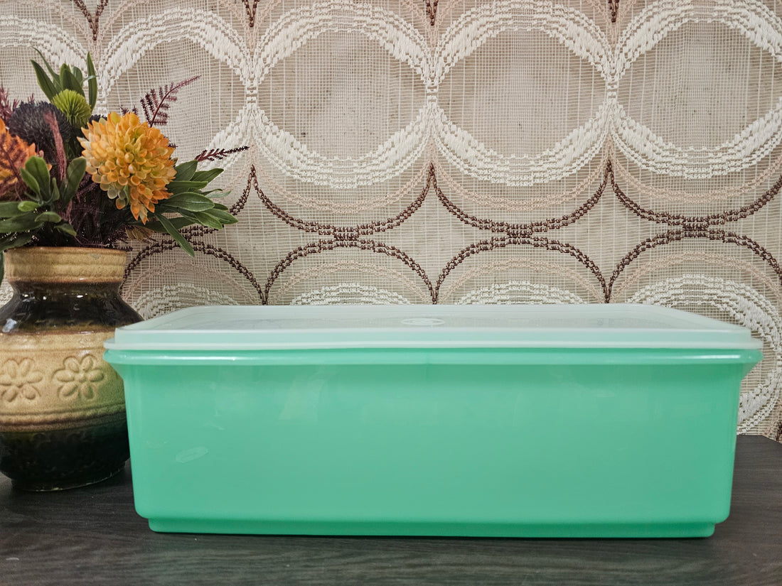 Tupperware trommel mintgroen met versrooster