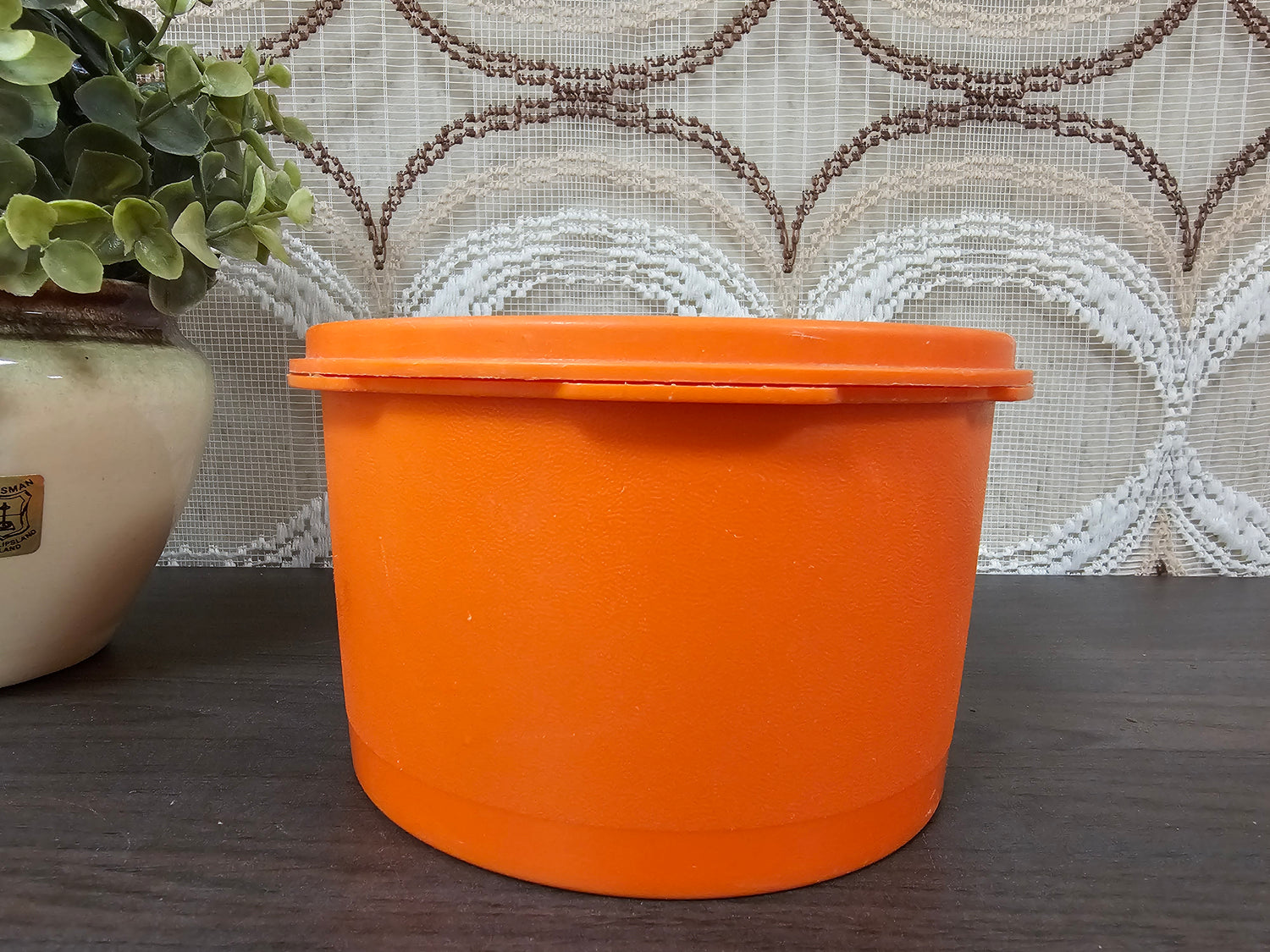 Tupperware oranje trommel sterdeksel