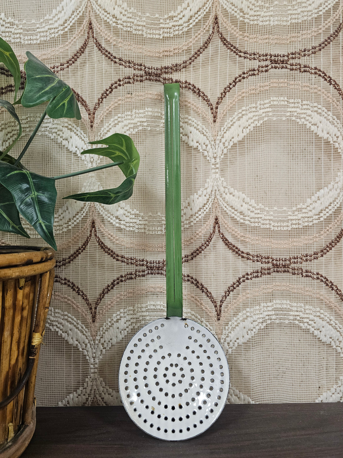 Emaille schuimspaan reseda groen