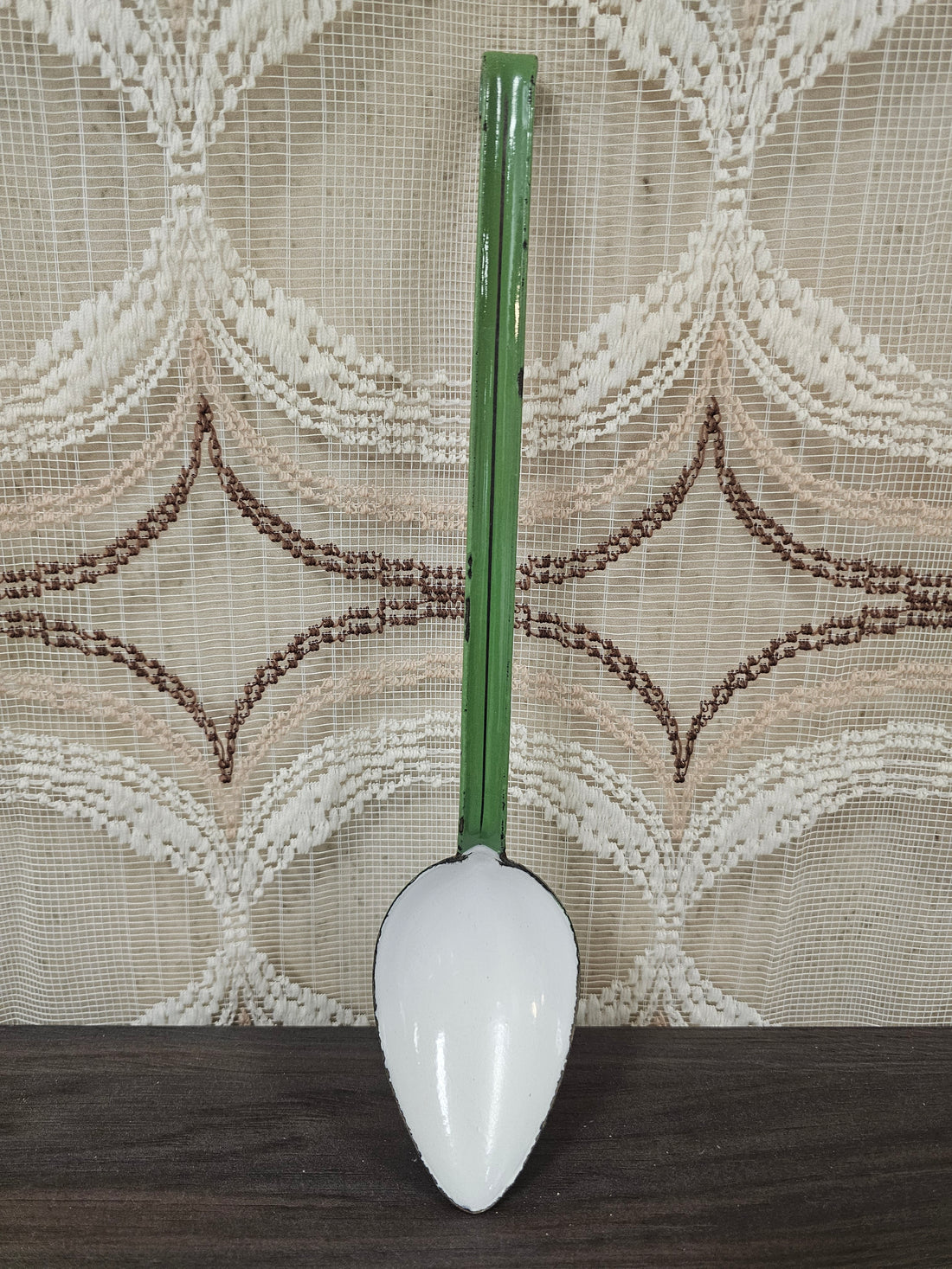 Emaille reseda groene lepel